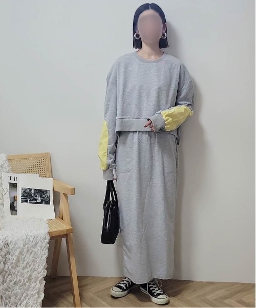 CURA CLOSET（キュラ クローゼット）の「【＠maayuuta コラボ】配色スリーブスウェットライクセットアップ（セットアップ・レディース・チャコールグレー/ブラウン/グレー・フリー）」の17枚目の写真