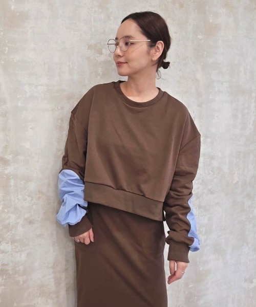 CURA CLOSET（キュラ クローゼット）の「【＠maayuuta コラボ】配色スリーブスウェットライクセットアップ（セットアップ・レディース・チャコールグレー/ブラウン/グレー・フリー）」の9枚目の写真