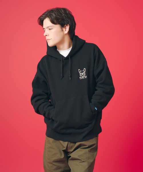 KAVU（カブー）の「KAVU/カブー OP Parka Dog/ワンポイント パーカー ドッグ（パーカー・メンズ・ブラック/ライトグレー/ベージュ・MEDIUM/LARGE）」の2枚目の写真