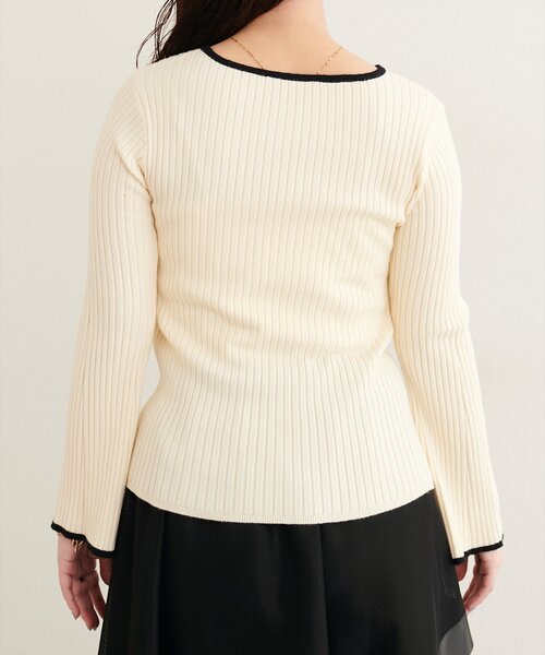 natural couture(ナチュラルクチュール)の「フレア袖配色リブニット(ニット/セーター・レディース・ライトベージュ/ピンク/その他1/アイボリー/チャコールグレー・FREE)」の16枚目の写真