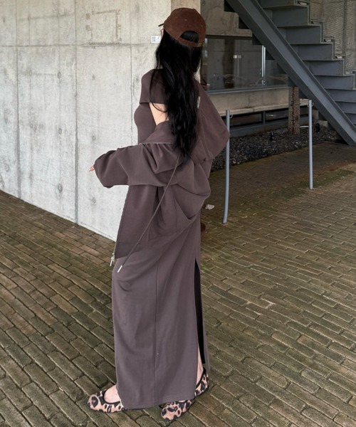 Aelina(エリナ)の「パーカージャケット&ミニスカートセットアップ(セットアップ・レディース・オフホワイト/ブラック/ブラウン・FREE)」の4枚目の写真