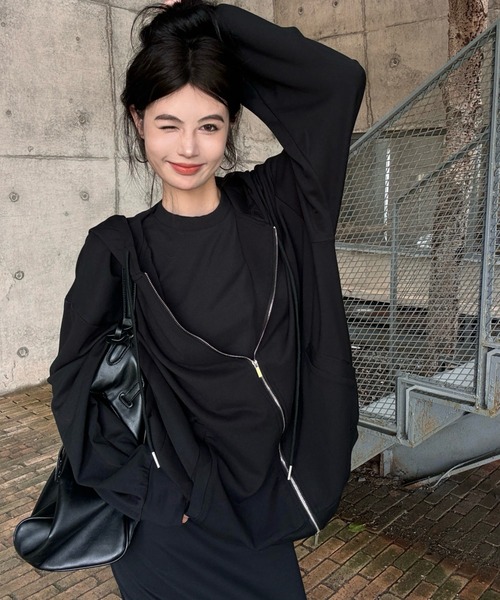 Aelina(エリナ)の「パーカージャケット&ミニスカートセットアップ(セットアップ・レディース・オフホワイト/ブラック/ブラウン・FREE)」の16枚目の写真