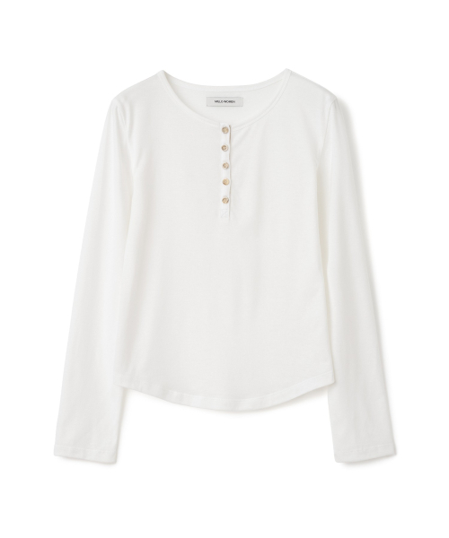 MILLO WOMEN（ミロウーマン）の「テープヘンリーネックTシャツ [アイボリー]（Tシャツ/カットソー・レディース・その他・ONE SIZE）」の3枚目の写真