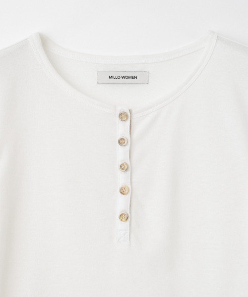 MILLO WOMEN（ミロウーマン）の「テープヘンリーネックTシャツ [アイボリー]（Tシャツ/カットソー・レディース・その他・ONE SIZE）」の5枚目の写真