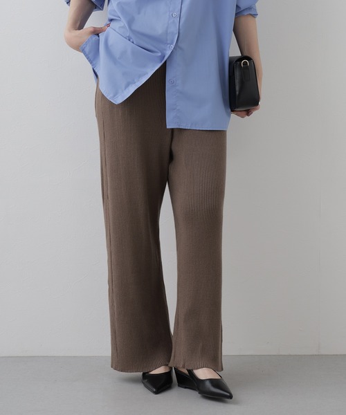FUNALIVE(ファンアライブ)の「小柄さん用もちもちリブニットパンツ(その他パンツ・レディース・カーキ/ボルドー/ブラック/杢グレー・M~L)」の3枚目の写真