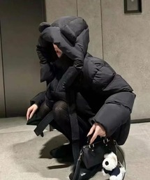 くま耳フードボリューム中綿ジャケット