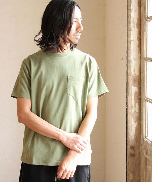 coen（コーエン）の「USAコットンクルーネックポケットTシャツ2017SS（Tシャツ/カットソー・メンズ・ホワイト/ブラック/オリーブ/ネイビー/ライトブルー/ライトピンク・X-LARGE/LARGE/SMALL/MEDIUM）」の3枚目の写真