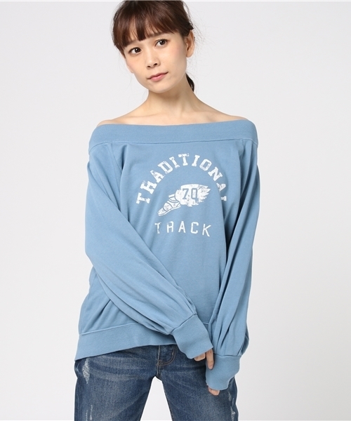 PAGEBOY（ページボーイ）の「オフショル裏毛プルオーバー（スウェット・レディース・杢グレー/ブルー/ブラック/ブルー系その他/ブラック系その他・FREE）」の5枚目の写真