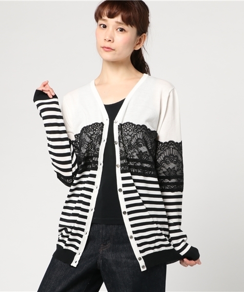 PAPILLONNER（パピヨネ）の「レースボーダーカーディガン（カーディガン/ボレロ・レディース・ブラック・FREE）」の12枚目の写真