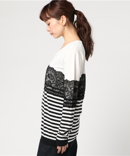 PAPILLONNER（パピヨネ）の「レースボーダーカーディガン（カーディガン/ボレロ・レディース・ブラック・FREE）」の3枚目の写真