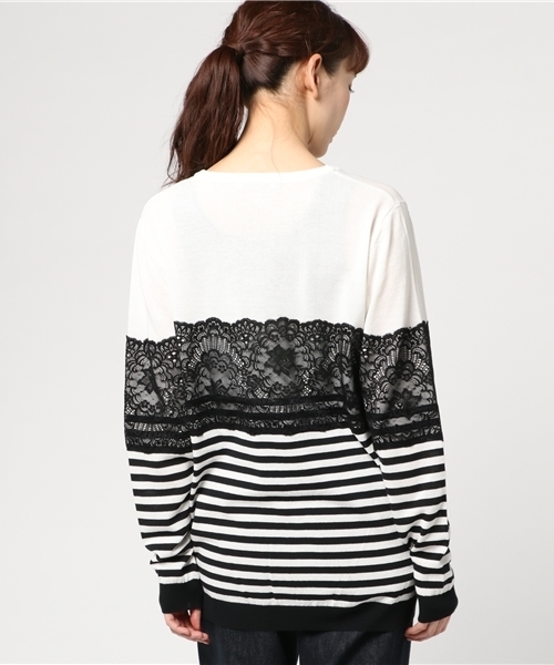 PAPILLONNER（パピヨネ）の「レースボーダーカーディガン（カーディガン/ボレロ・レディース・ブラック・FREE）」の4枚目の写真