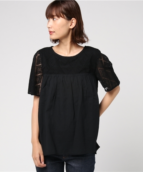 LBC（エルビーシー）の「胸レース使いブラウス                   （シャツ/ブラウス・レディース・ブラック/ホワイト・MEDIUM/LARGE）」の2枚目の写真