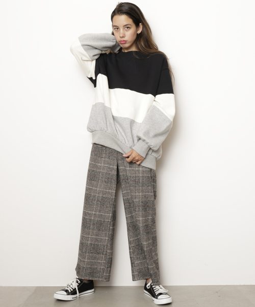 DOUBLE NAME(ダブルネーム)の「ブロッキング裏毛PO(スウェット・レディース・ブラック/レッド/グリーン・FREE)」の8枚目の写真