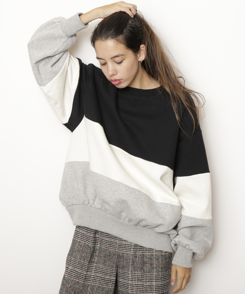 DOUBLE NAME(ダブルネーム)の「ブロッキング裏毛PO(スウェット・レディース・ブラック/レッド/グリーン・FREE)」の11枚目の写真