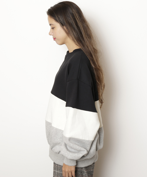 DOUBLE NAME(ダブルネーム)の「ブロッキング裏毛PO(スウェット・レディース・ブラック/レッド/グリーン・FREE)」の6枚目の写真