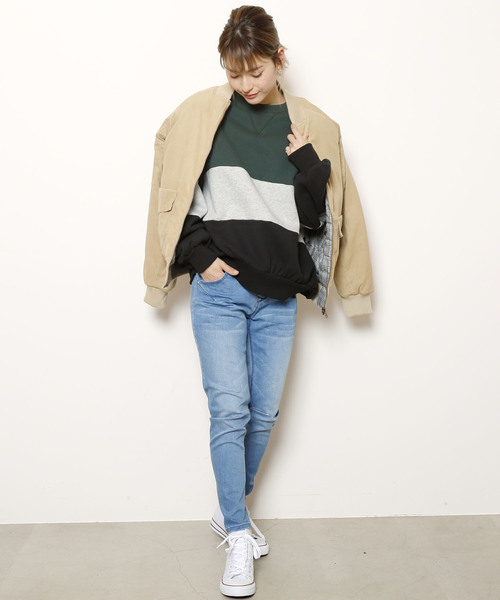 DOUBLE NAME(ダブルネーム)の「ブロッキング裏毛PO(スウェット・レディース・ブラック/レッド/グリーン・FREE)」の13枚目の写真