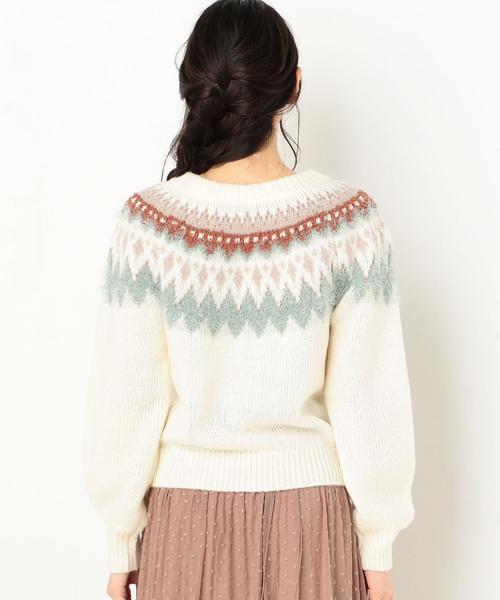 Another Edition（アナザーエディション）の「【WEB限定】キュウシン柄フェザーコンビPO（ニット/セーター・レディース・オフホワイト/ライトブルー・FREE）」の3枚目の写真