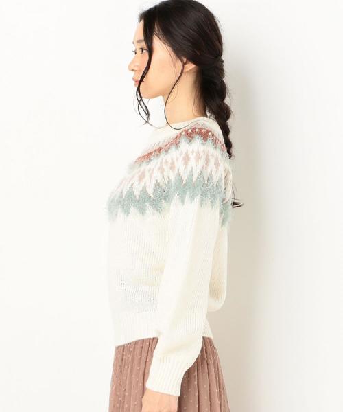 Another Edition（アナザーエディション）の「【WEB限定】キュウシン柄フェザーコンビPO（ニット/セーター・レディース・オフホワイト/ライトブルー・FREE）」の5枚目の写真