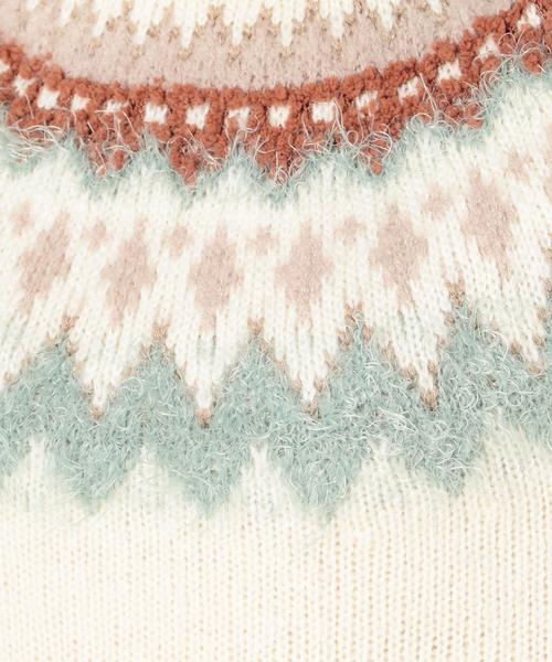 Another Edition（アナザーエディション）の「【WEB限定】キュウシン柄フェザーコンビPO（ニット/セーター・レディース・オフホワイト/ライトブルー・FREE）」の9枚目の写真