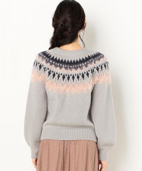 Another Edition（アナザーエディション）の「【WEB限定】キュウシン柄フェザーコンビPO（ニット/セーター・レディース・オフホワイト/ライトブルー・FREE）」の11枚目の写真