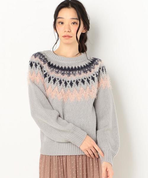 Another Edition（アナザーエディション）の「【WEB限定】キュウシン柄フェザーコンビPO（ニット/セーター・レディース・オフホワイト/ライトブルー・FREE）」の13枚目の写真