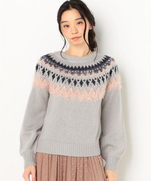 Another Edition（アナザーエディション）の「【WEB限定】キュウシン柄フェザーコンビPO（ニット/セーター・レディース・オフホワイト/ライトブルー・FREE）」の14枚目の写真