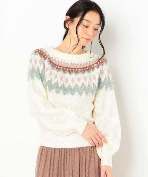 Another Edition（アナザーエディション）の「【WEB限定】キュウシン柄フェザーコンビPO（ニット/セーター・レディース・オフホワイト/ライトブルー・FREE）」の15枚目の写真