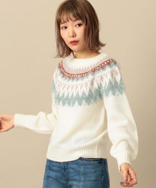 Another Edition（アナザーエディション）の「【WEB限定】キュウシン柄フェザーコンビPO（ニット/セーター・レディース・オフホワイト/ライトブルー・FREE）」の17枚目の写真