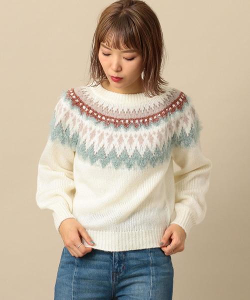 Another Edition（アナザーエディション）の「【WEB限定】キュウシン柄フェザーコンビPO（ニット/セーター・レディース・オフホワイト/ライトブルー・FREE）」の18枚目の写真