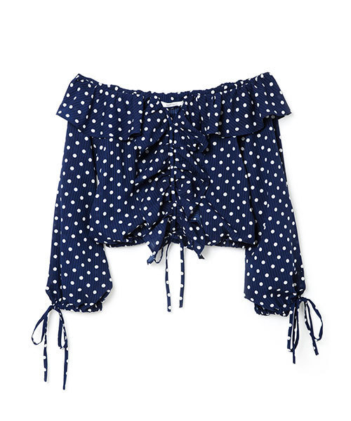 REDYAZEL（レディアゼル）の「【TVオンエアー】２WAYオフショルドットフリルブラウス（シャツ/ブラウス・レディース・ホワイト系その他/ブラック系その他/ブルー系その他・FREE/SMALL）」の5枚目の写真