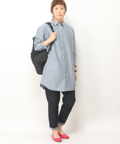 LBC（エルビーシー）の「コットンオックスシャツワンピース                 （ワンピース・レディース・ホワイト/イエロー/ブルー・MEDIUM/LARGE）」の3枚目の写真