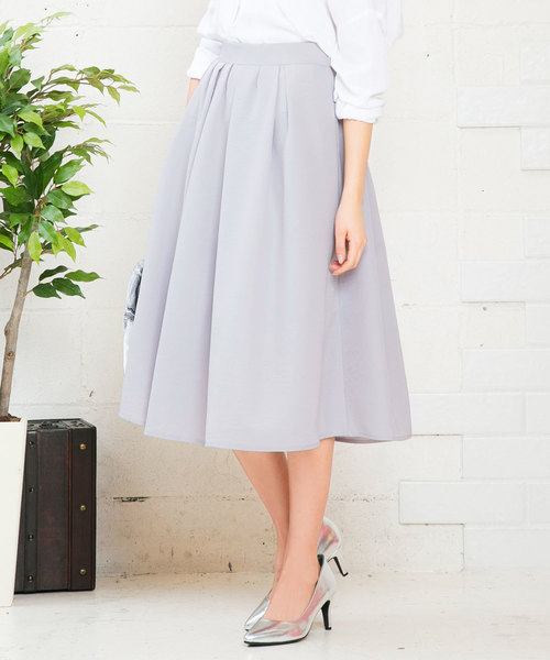 KOBE LETTUCE（コウベレタス）の「選べる2丈タックフレアスカート（スカート・レディース・ブラック/ネイビー/レッド/オフホワイト/サックスブルー/イエロー/グレー系その他/グリーン系その他/キャメル/プラム/グリーン/ピンク/モスグリーン/パープル/ブラウン/シルバー/ブルー系その他/ピンク系その他/ベージュ/アイボリー/オレンジ・FREE/ｼｮｰﾄ/ﾛﾝｸﾞ）」の5枚目の写真