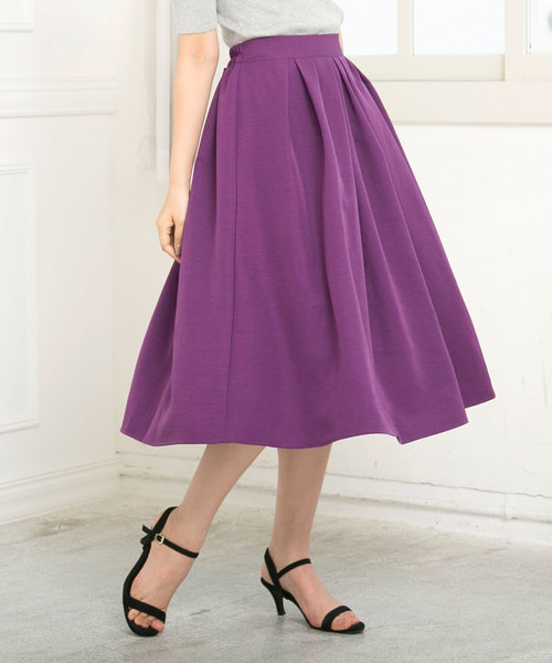 KOBE LETTUCE（コウベレタス）の「選べる2丈タックフレアスカート（スカート・レディース・ブラック/ネイビー/レッド/オフホワイト/サックスブルー/イエロー/グレー系その他/グリーン系その他/キャメル/プラム/グリーン/ピンク/モスグリーン/パープル/ブラウン/シルバー/ブルー系その他/ピンク系その他/ベージュ/アイボリー/オレンジ・FREE/ｼｮｰﾄ/ﾛﾝｸﾞ）」の13枚目の写真