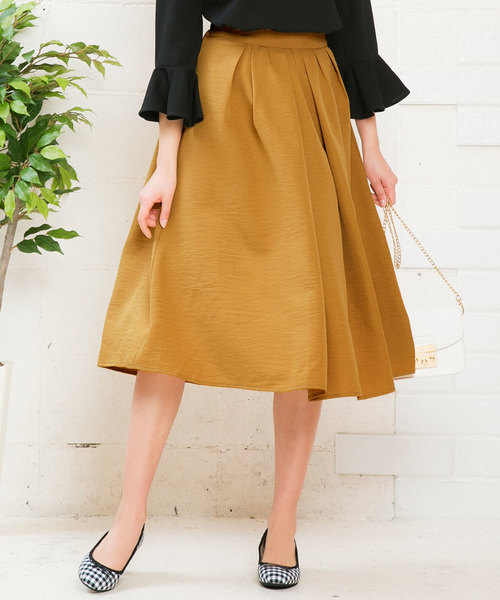 KOBE LETTUCE（コウベレタス）の「選べる2丈タックフレアスカート（スカート・レディース・ブラック/ネイビー/レッド/オフホワイト/サックスブルー/イエロー/グレー系その他/グリーン系その他/キャメル/プラム/グリーン/ピンク/モスグリーン/パープル/ブラウン/シルバー/ブルー系その他/ピンク系その他/ベージュ/アイボリー/オレンジ・FREE/ｼｮｰﾄ/ﾛﾝｸﾞ）」の16枚目の写真