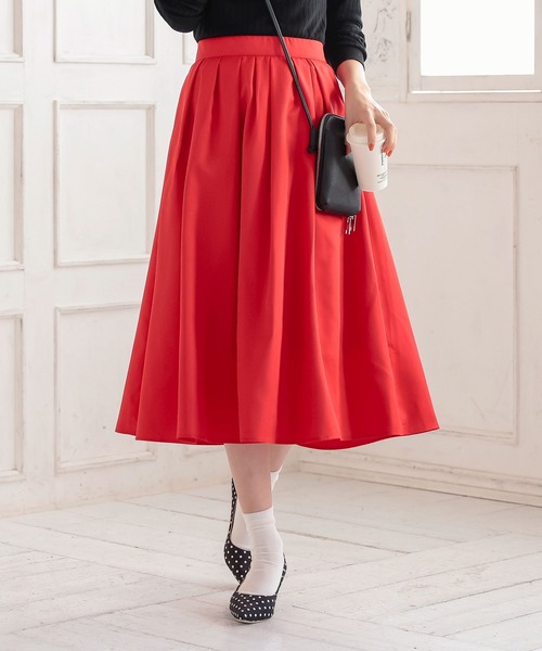 KOBE LETTUCE（コウベレタス）の「選べる2丈タックフレアスカート（スカート・レディース・ブラック/ネイビー/レッド/オフホワイト/サックスブルー/イエロー/グレー系その他/グリーン系その他/キャメル/プラム/グリーン/ピンク/モスグリーン/パープル/ブラウン/シルバー/ブルー系その他/ピンク系その他/ベージュ/アイボリー/オレンジ・FREE/ｼｮｰﾄ/ﾛﾝｸﾞ）」の19枚目の写真