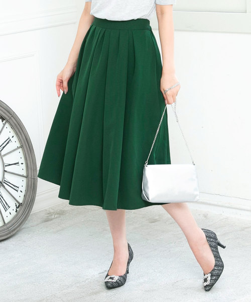 KOBE LETTUCE（コウベレタス）の「選べる2丈タックフレアスカート（スカート・レディース・ブラック/ネイビー/レッド/オフホワイト/サックスブルー/イエロー/グレー系その他/グリーン系その他/キャメル/プラム/グリーン/ピンク/モスグリーン/パープル/ブラウン/シルバー/ブルー系その他/ピンク系その他/ベージュ/アイボリー/オレンジ・FREE/ｼｮｰﾄ/ﾛﾝｸﾞ）」の8枚目の写真