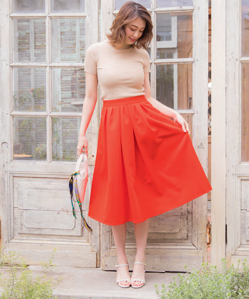 KOBE LETTUCE（コウベレタス）の「選べる2丈タックフレアスカート（スカート・レディース・ブラック/ネイビー/レッド/オフホワイト/サックスブルー/イエロー/グレー系その他/グリーン系その他/キャメル/プラム/グリーン/ピンク/モスグリーン/パープル/ブラウン/シルバー/ブルー系その他/ピンク系その他/ベージュ/アイボリー/オレンジ・FREE/ｼｮｰﾄ/ﾛﾝｸﾞ）」の20枚目の写真