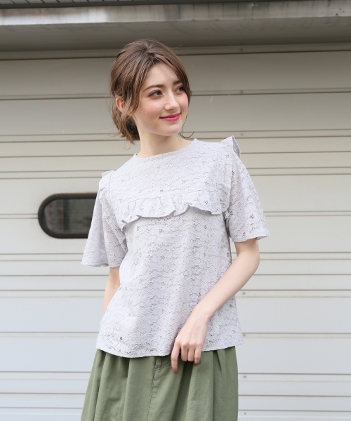 Heather（ヘザー）の「フロントフリルレースＴ　793828（Tシャツ/カットソー・レディース・ブラック/アイボリー/ヘザーグレー・FREE）」の19枚目の写真