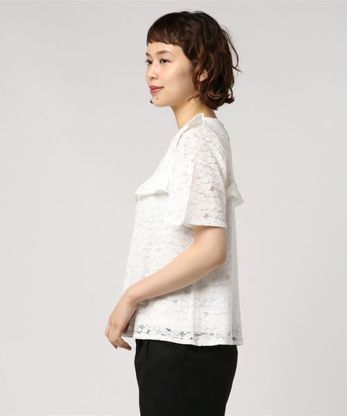 Heather（ヘザー）の「フロントフリルレースＴ　793828（Tシャツ/カットソー・レディース・ブラック/アイボリー/ヘザーグレー・FREE）」の4枚目の写真