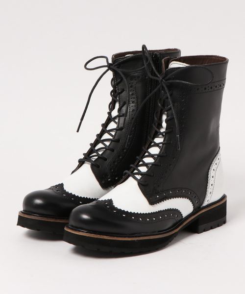 YOSUKE（ヨースケ）の「「YOSUKE/ヨースケ」本革レースアップショートブーツ（ブーツ・レディース・クリアブラック/ブラック/ブラウン/レッド系その他/ブラック×ホワイト/グリーン/シルバー/ブラック系その他/ライトグレー・24.5/22.5/25/23/24/23.5/25.5）」の4枚目の写真