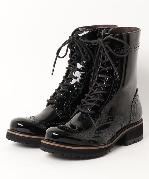 YOSUKE（ヨースケ）の「「YOSUKE/ヨースケ」本革レースアップショートブーツ（ブーツ・レディース・クリアブラック/ブラック/ブラウン/レッド系その他/ブラック×ホワイト/グリーン/シルバー/ブラック系その他/ライトグレー・24.5/22.5/25/23/24/23.5/25.5）」の3枚目の写真