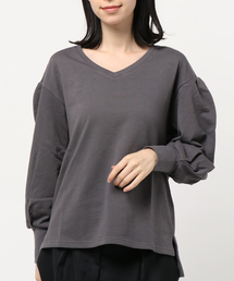 IEDIT コットン100%のVネックスウェットトップス