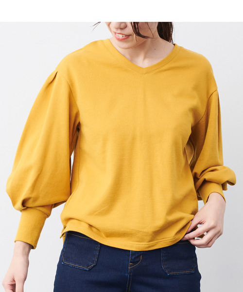 IEDIT(イディット)の「IEDIT コットン100%のVネックスウェットトップス(スウェット・レディース・ベージュ/ネイビー/ピンク/ブルーグリーン/マスタード/カーキ/グレー/チャコールグレー・SMALL/MEDIUM/LARGE/X-LARGE/XX-LARGE)」の7枚目の写真