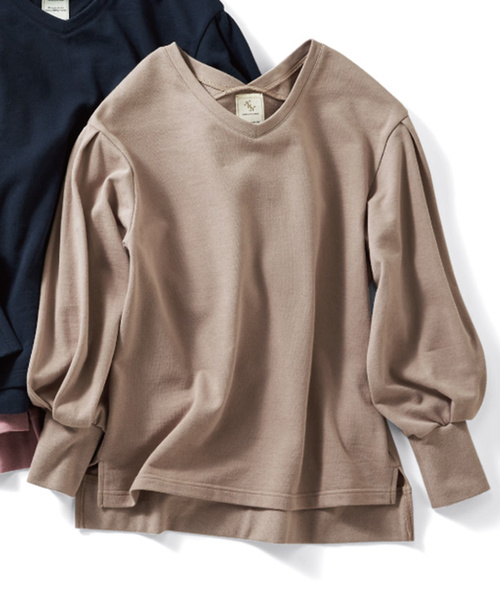 IEDIT(イディット)の「IEDIT コットン100%のVネックスウェットトップス(スウェット・レディース・ベージュ/ネイビー/ピンク/ブルーグリーン/マスタード/カーキ/グレー/チャコールグレー・SMALL/MEDIUM/LARGE/X-LARGE/XX-LARGE)」の15枚目の写真