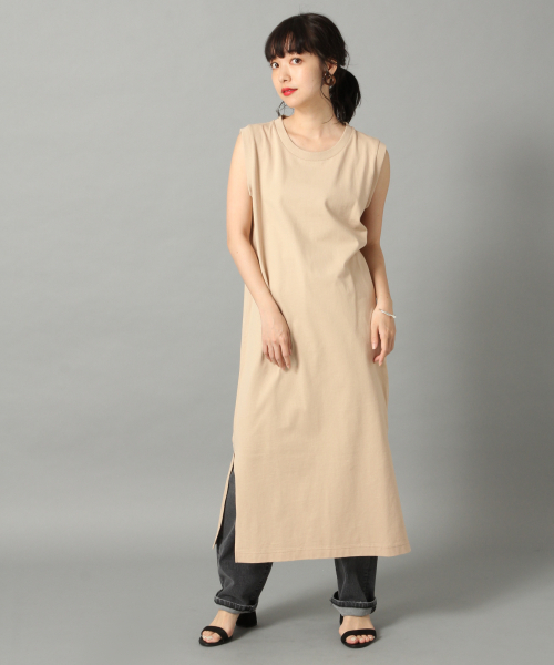 LOWRYS FARM(ローリーズファーム)の「USAコットンワンピースノースリーブ 819829(ワンピース・レディース・ベージュ/チャコールグレー/オフホワイト/ブラウン/ブラック・FREE)」の5枚目の写真