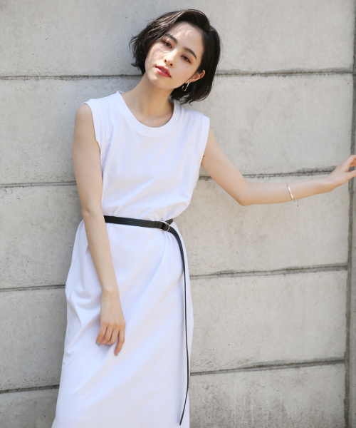 LOWRYS FARM(ローリーズファーム)の「USAコットンワンピースノースリーブ 819829(ワンピース・レディース・ベージュ/チャコールグレー/オフホワイト/ブラウン/ブラック・FREE)」の8枚目の写真