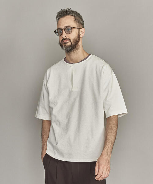 BEAUTY&YOUTH UNITED ARROWS(ビューティーアンドユースユナイテッドアローズ)の「BY ネップ スキッパー Tシャツ -MADE IN JAPAN-(Tシャツ/カットソー・メンズ・ブラック/オレンジ系その他/ホワイト・L/M/S/XL)」の1枚目の写真