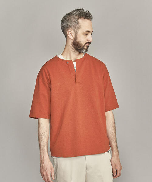 BEAUTY&YOUTH UNITED ARROWS(ビューティーアンドユースユナイテッドアローズ)の「BY ネップ スキッパー Tシャツ -MADE IN JAPAN-(Tシャツ/カットソー・メンズ・ブラック/オレンジ系その他/ホワイト・L/M/S/XL)」の9枚目の写真