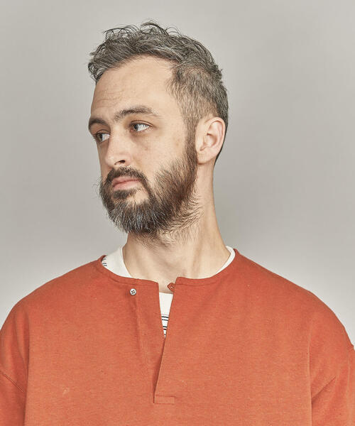 BEAUTY&YOUTH UNITED ARROWS(ビューティーアンドユースユナイテッドアローズ)の「BY ネップ スキッパー Tシャツ -MADE IN JAPAN-(Tシャツ/カットソー・メンズ・ブラック/オレンジ系その他/ホワイト・L/M/S/XL)」の4枚目の写真