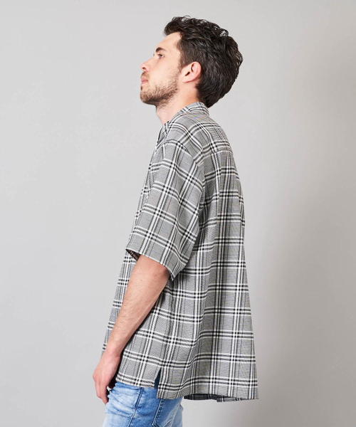 Luv maison（ラブメゾン）の「グレンチェックスタンドジップ 半袖シャツ（シャツ/ブラウス・メンズ・グレー・L/M）」の14枚目の写真